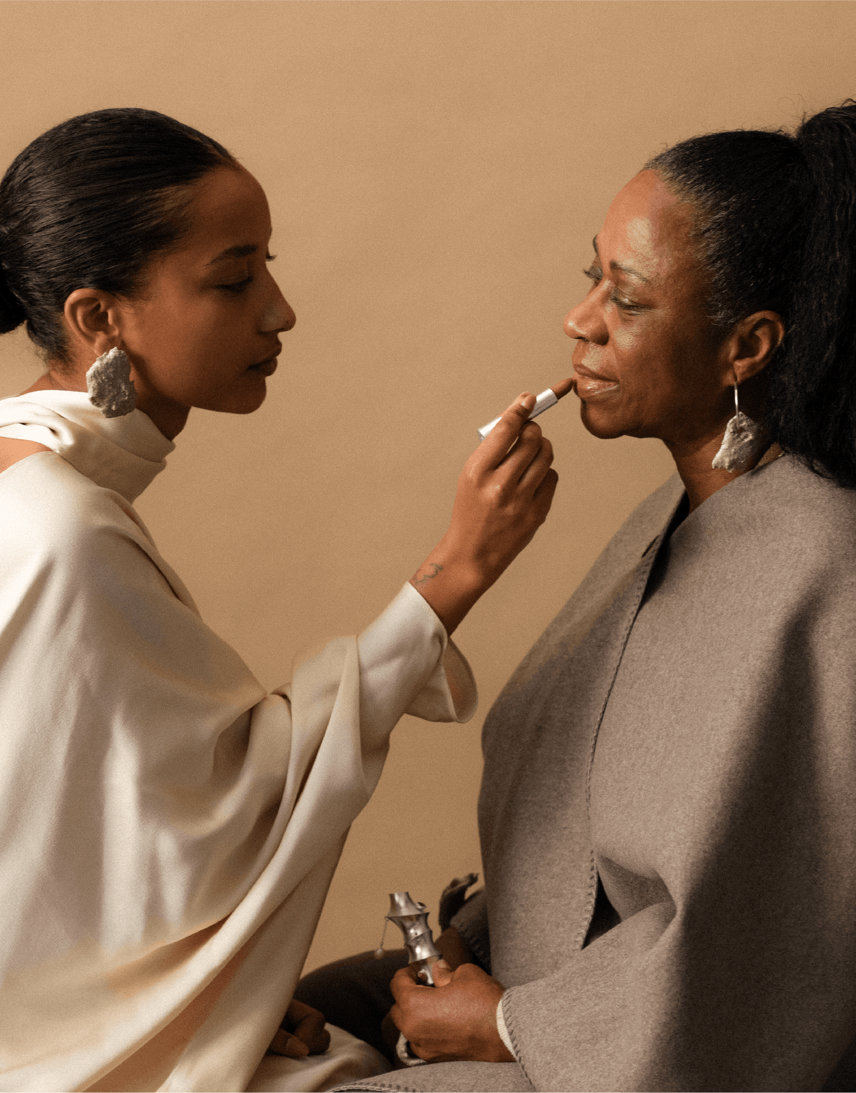 Portrait showing lipstick ritual